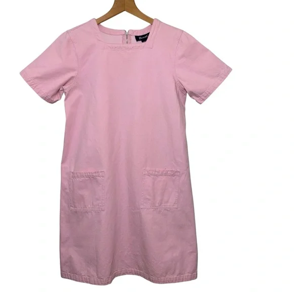 Vintage 90’s Denim & Co. Baby Pink Cotton front pocket shift dress. Women’s M - Picture 1 of 5